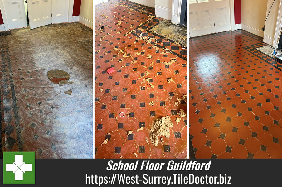 Victorian Tiled School Entrance Floor Resurrected Guildford