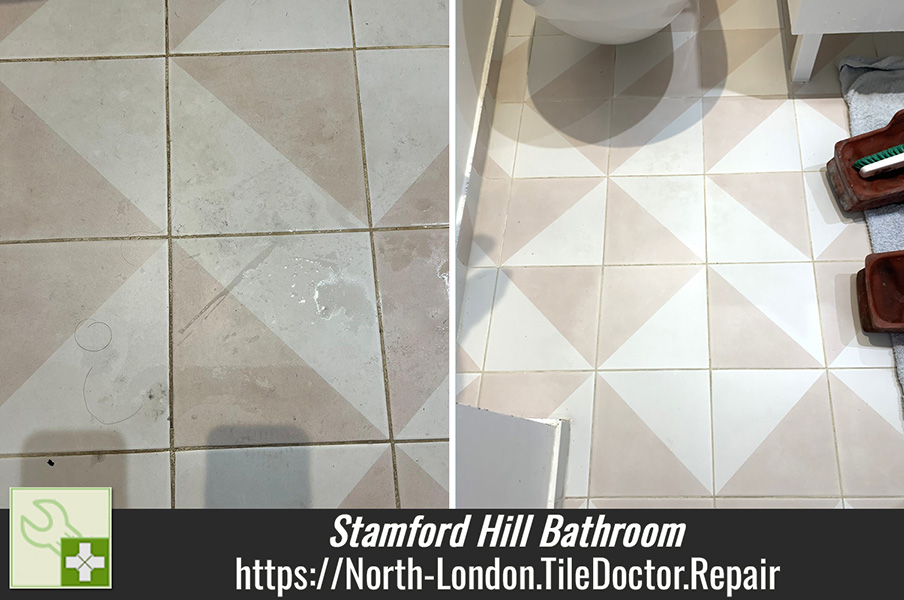 Cleaning a Porcelain Tiled Bathroom in Stamford Hill with Tile Doctor Duo Clean